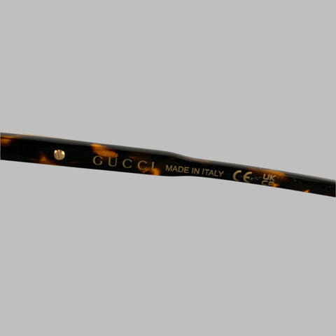 GUCCI Black Brown Tortoiseshell Acetate Teardrop Aviator Sunglasses
