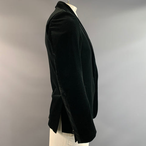 KIRYUYRIK Chest Size XXL Black Cotton Peak Lapel Sport Coat