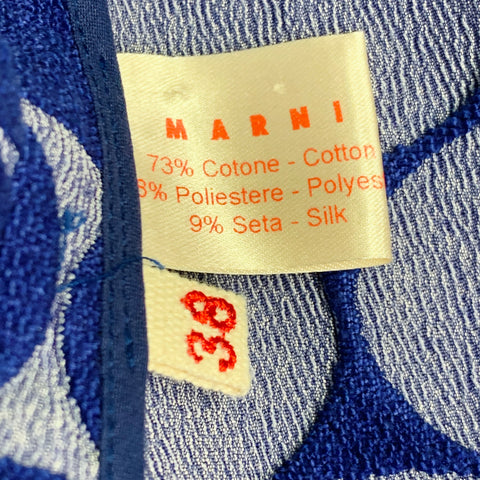 MARNI Size 2 Blue Grey Cotton Blend Dots Jacquard Collarless Jacket Blazer