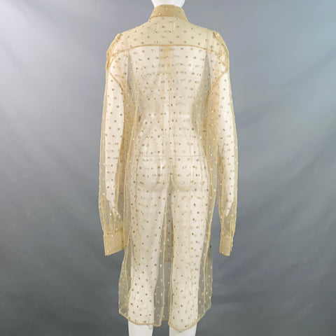 MAISON MARGIELA Size 2 Khaki Silver Polyamide Dots Oversized Shirt Dress