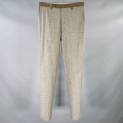 ETRO Size 32 Black Grey Woven Wool Cotton Flat Front Casual Pants