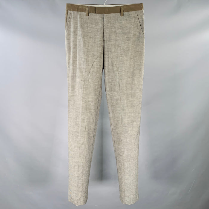 ETRO Size 32 Black Grey Woven Wool Cotton Flat Front Casual Pants