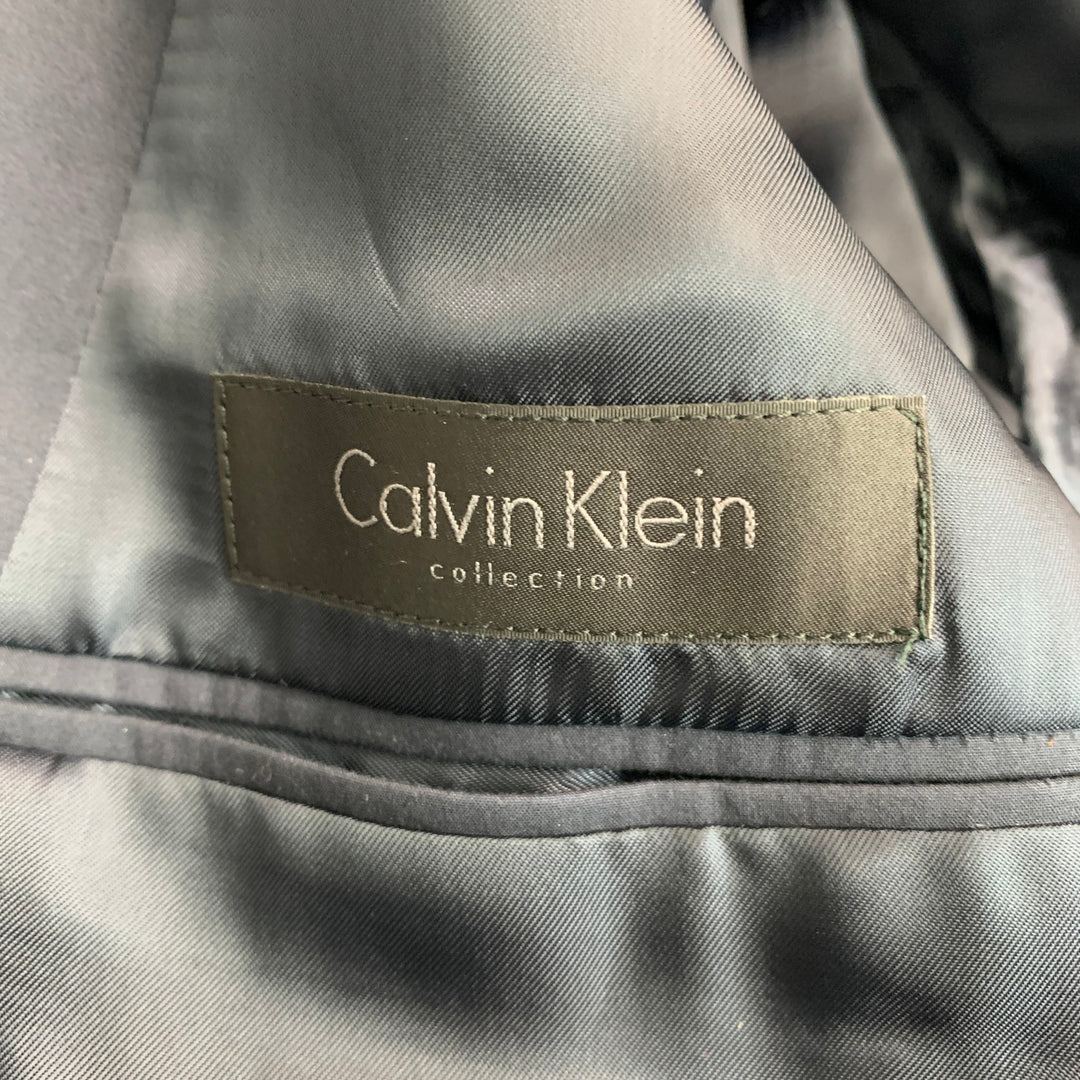 CALVIN KLEIN COLLECTION Size 38 Navy Cotton Double Breasted Sport Coat