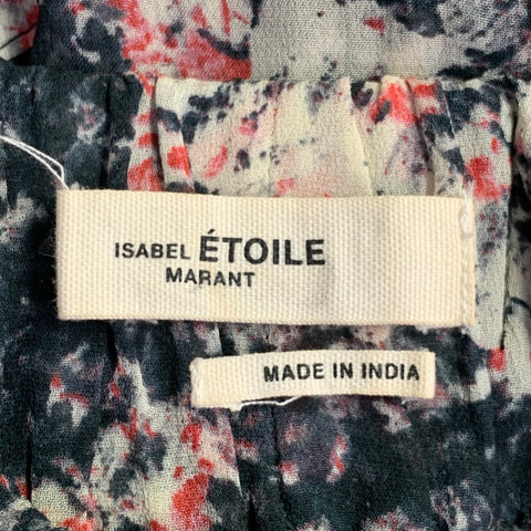ISABEL MARANT ETOILE Size S Black Red White Chiffon Abstract Tiered Skirt