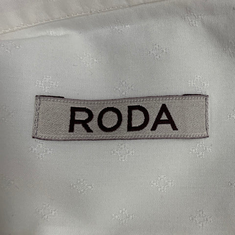 RODA Size L White Cotton Button Up Long Sleeve Shirt
