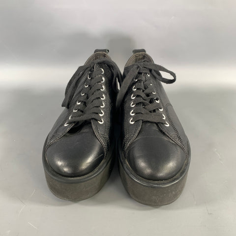COMME des GARCONS Size 7 Black Leather Platform Sneakers