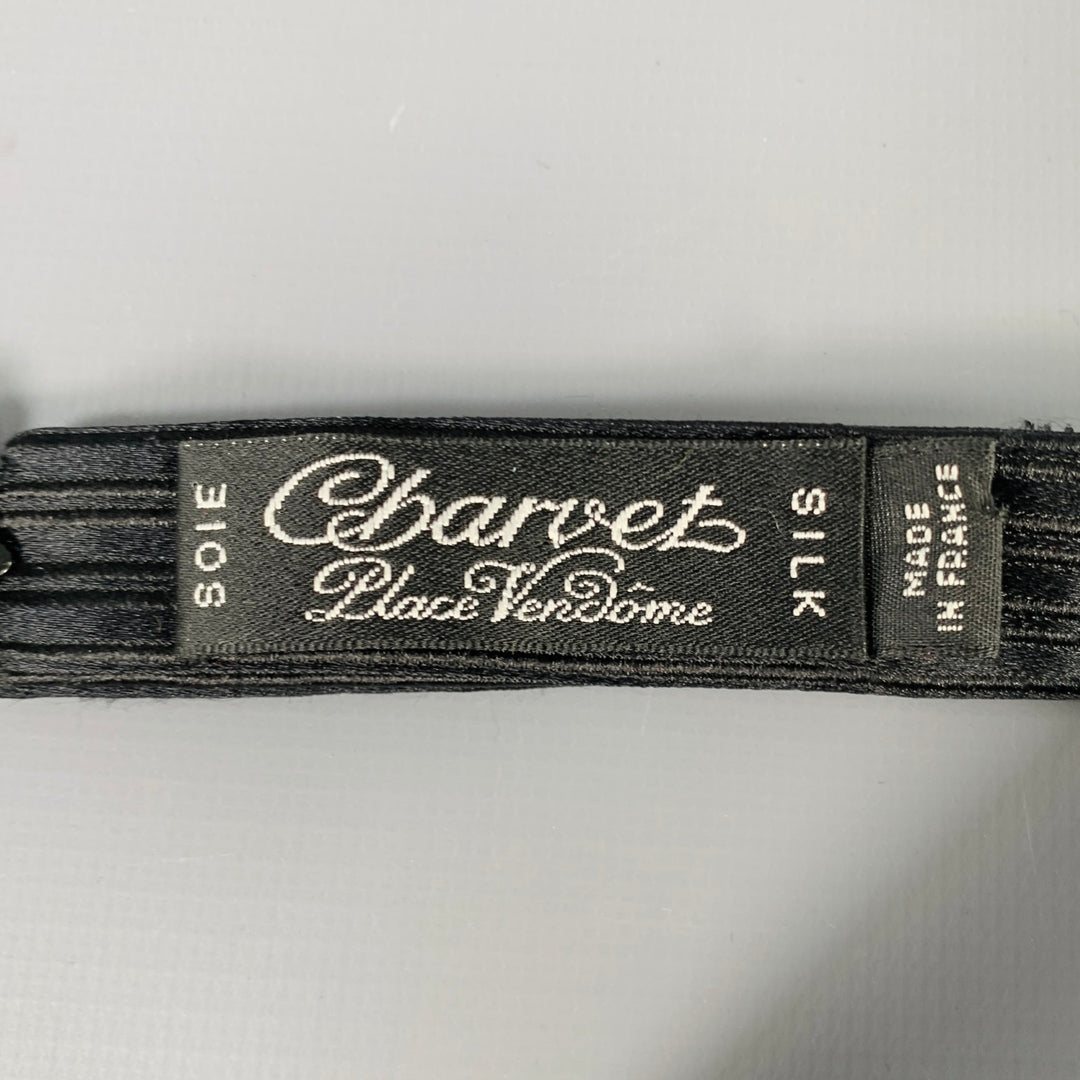 CHARVET Black Textured Stripe Silk Bow Tie
