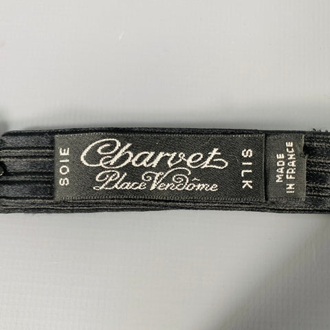 CHARVET Black Textured Stripe Silk Bow Tie