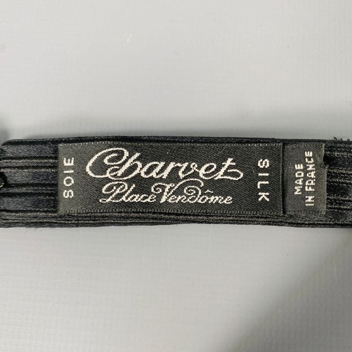 CHARVET Black Textured Stripe Silk Bow Tie