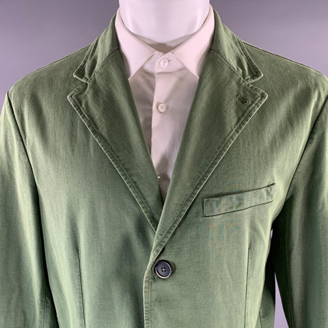 BARENA Size XL Green Cotton Notch Lapel Jacket