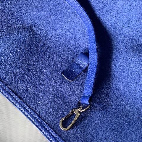 LONGCHAMP Blue Pebble Grain Leather Tote Handbag