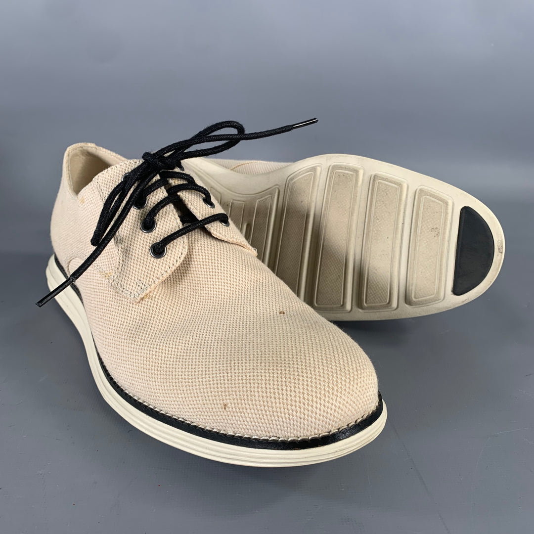 COLE HAAN Size 10.5 Cream Black Textured Sneakers