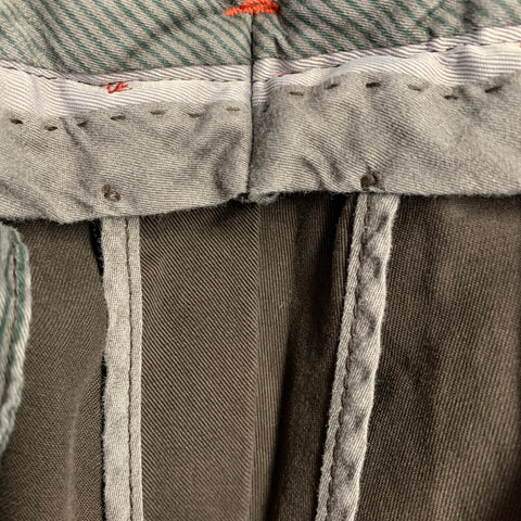 ISAIA Size 38 Brown Twill Cotton Blend Flat Front Casual Pants