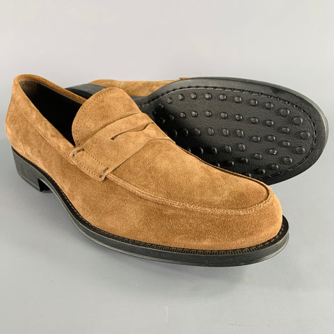 TOD'S Size 10.5 Brown Suede Penny Loafers