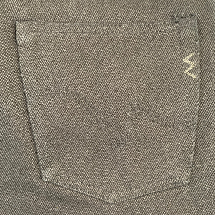 IRON HEART Size 33  Black 21oz Cotton Denim Twill Heavyweight Tapered Jeans