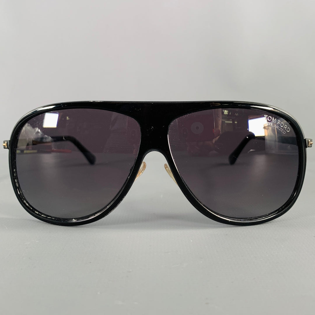 TOM FORD Chris Black Acetate Teardrop Aviator Sunglasses