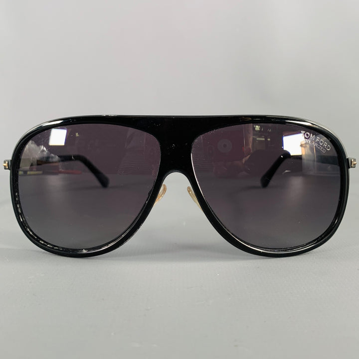 TOM FORD Chris Black Acetate Teardrop Aviator Sunglasses