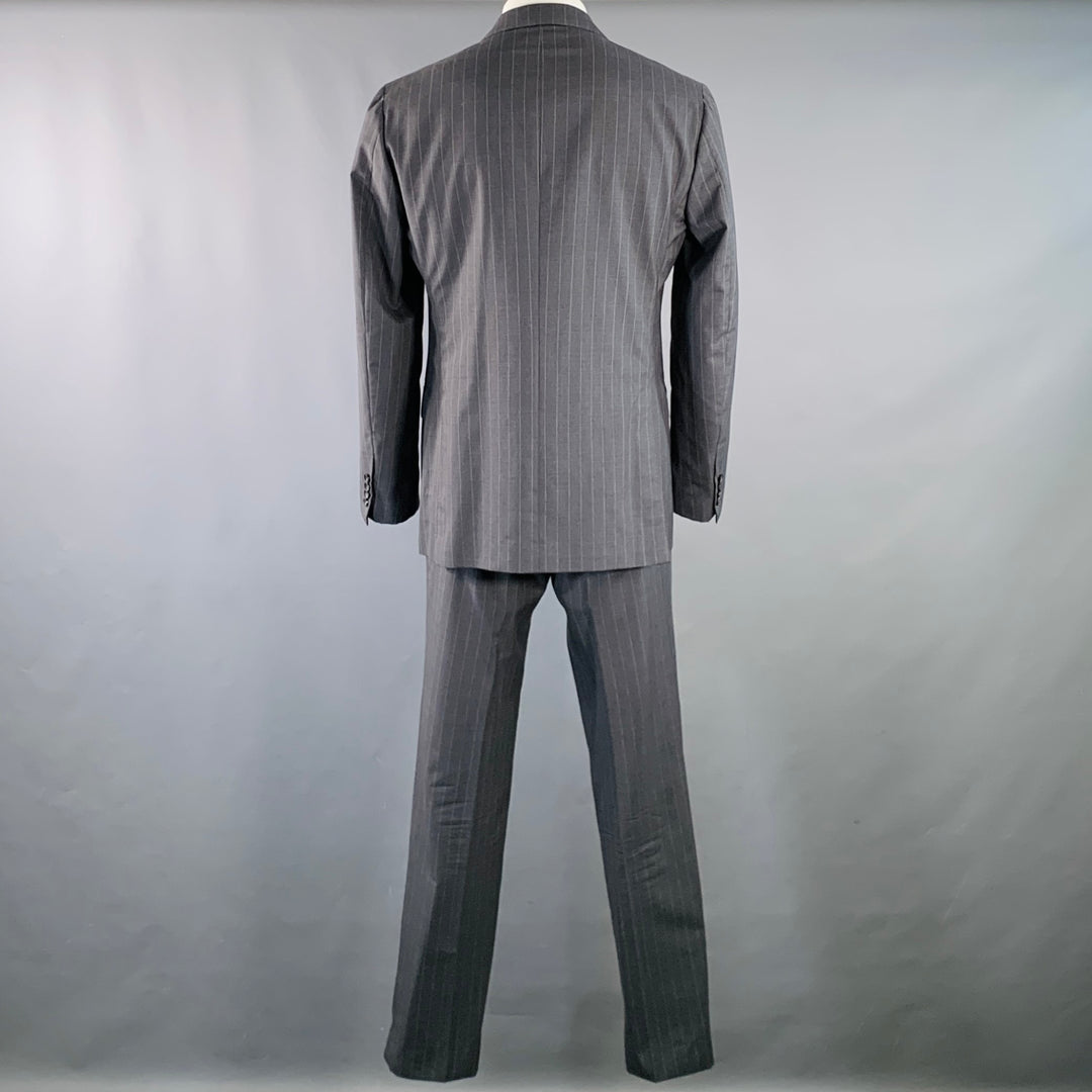 SARTORIO Size 44 Regular Grey Pinstripe Wool Notch Lapel Suit