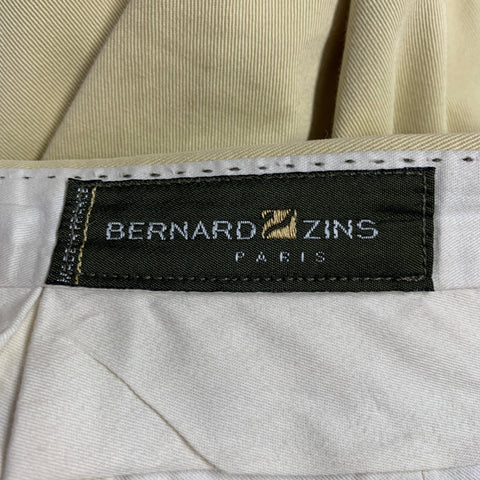 BERNARD ZINS Size 30 Khaki Cotton Flat Front Casual Pants