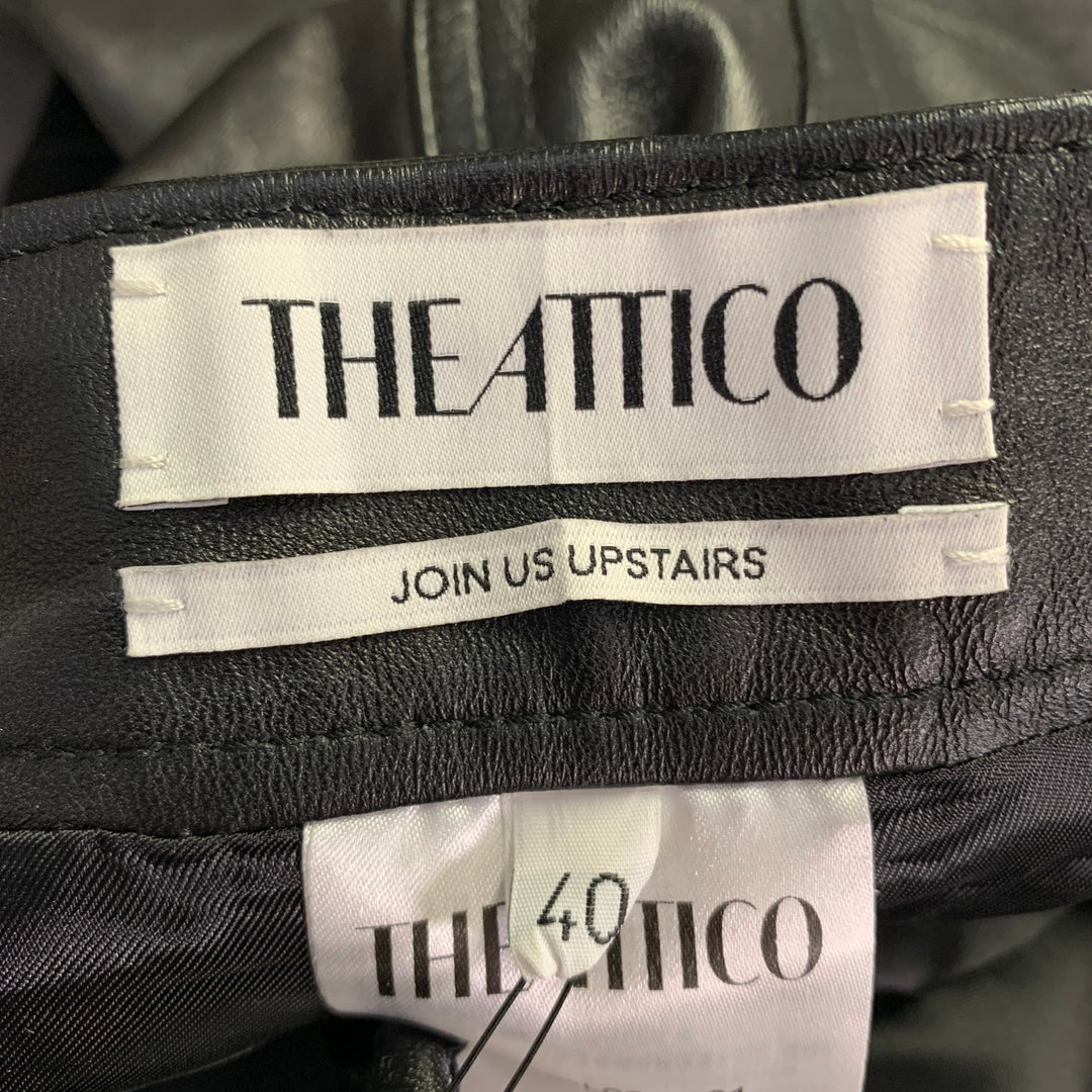 THE ATTICO Size S Black Lambskin Leather High Waisted Breeches Casual Pants