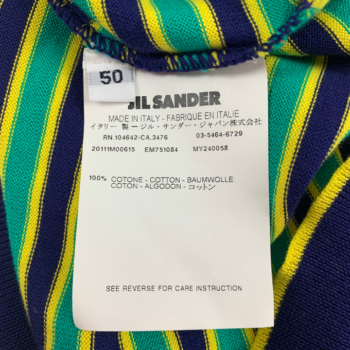 JIL SANDER x RAF SIMONS SS11 Size M Green Blue Stripe Cotton Crew Neck Pullover