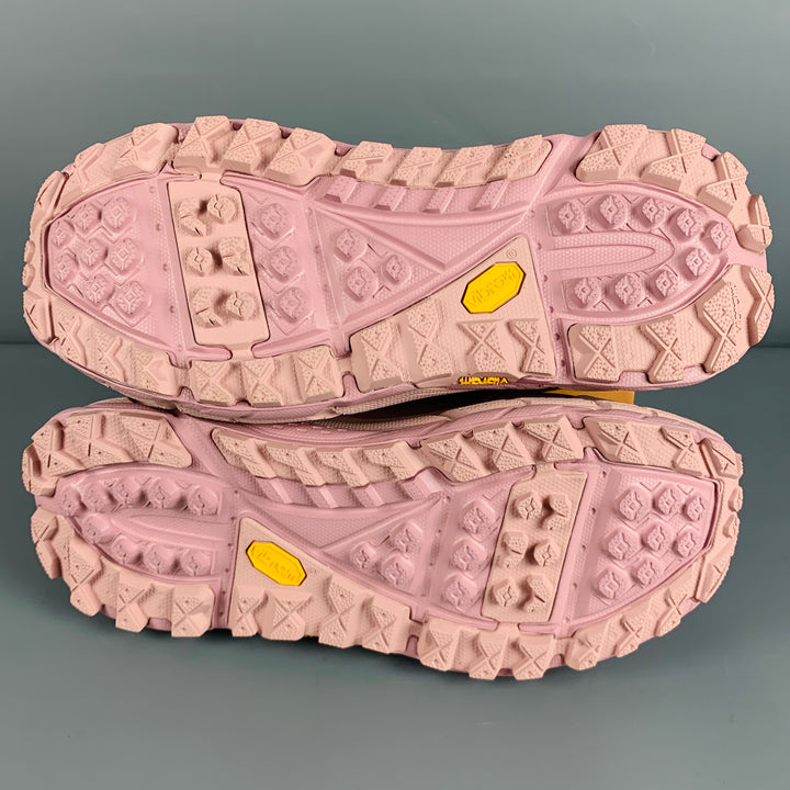 HOKA Size 9.5 Pink Leather Lace-Up Athletic Sneakers