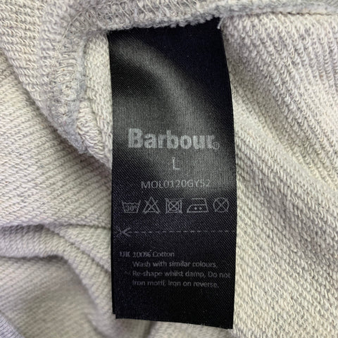 BARBOUR Size L Heather Grey Black Cotton Crew Neck Pullover