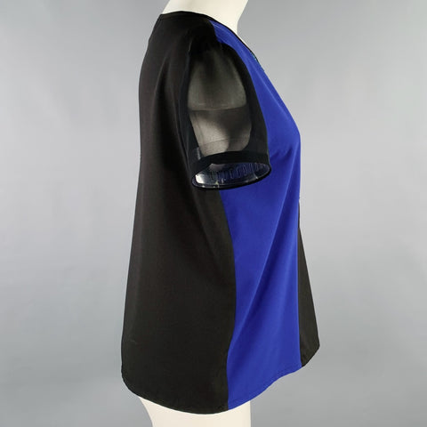 STYLESTALKER Size XS Black Blue Green Polyester Color Block T-Shirt