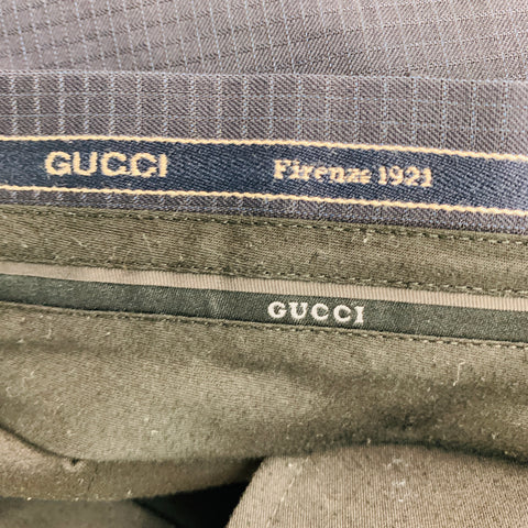 GUCCI Taille 34 Pantalon décontracté en laine texturée marine à devant plat