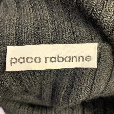 PACO RABANNE Size L Black Wool Blend Ribbed Turtleneck Dress