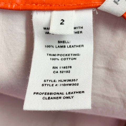 HELMUT LANG Size 2 Magma Orange Lambskin Leather Jean Cut Casual Pants
