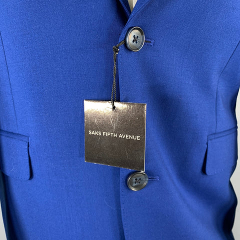 SAKS FIFTH AVENUE Size 38 Royal Blue Wool Notch Lapel Suit
