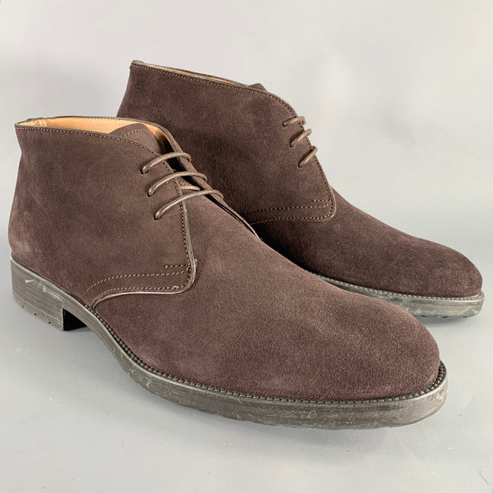 BALLY Size 9.5 Robik Brown Suede Leather Chukka Lace-Up Boots