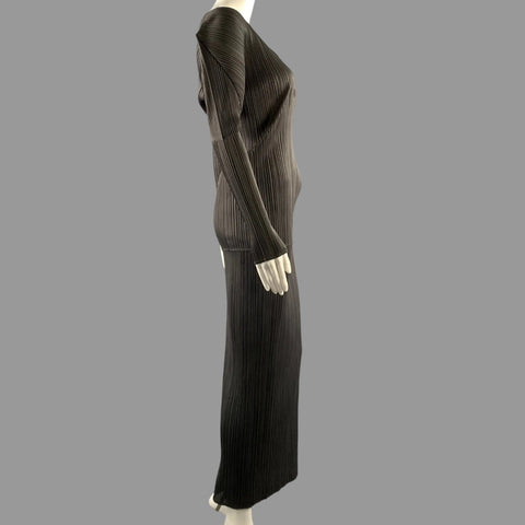 PLEATS PLEASE by ISSEY MIYAKE Size M Grey Polyester Pleated Scoop Neck Dress Top