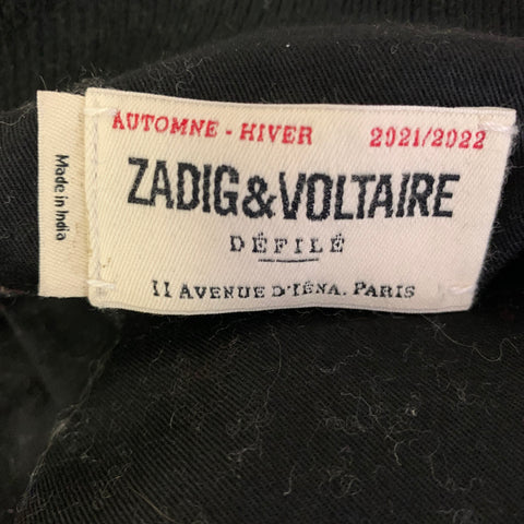 ZADIG & VOLTAIRE Size S Gold Black Leather Metallic Zip Up Jacket (Outdoor)