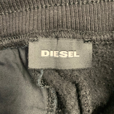 DIESEL Size S Black Cotton Polyester Drawstring Casual Pants