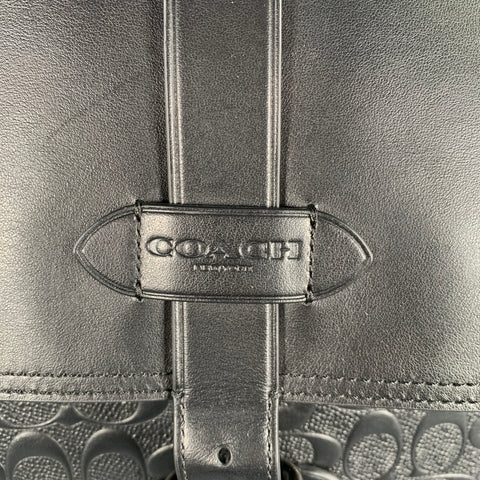 COACH Black Embossed Leather Messenger Bag