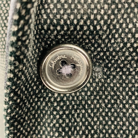 SALVATORE FERRAGAMO Size 40 Black Nailhead Cotton Velvet Sport Coat