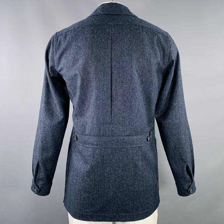 NO BRAND Size XL Blue Grey Heather Wool Hidden Buttons Jacket