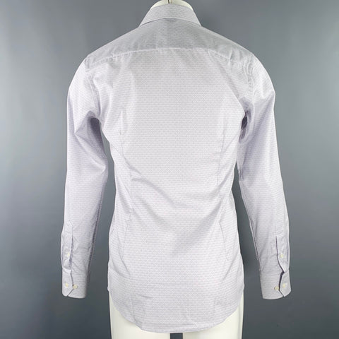 ETON Size S White Grey Abstract Cotton Spread Collar Long Sleeve Shirt