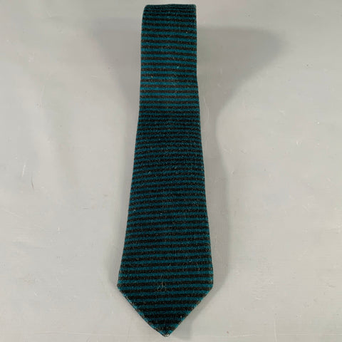 ADAM KIMMEL Teal Black Stripe Cotton Skinny Tie