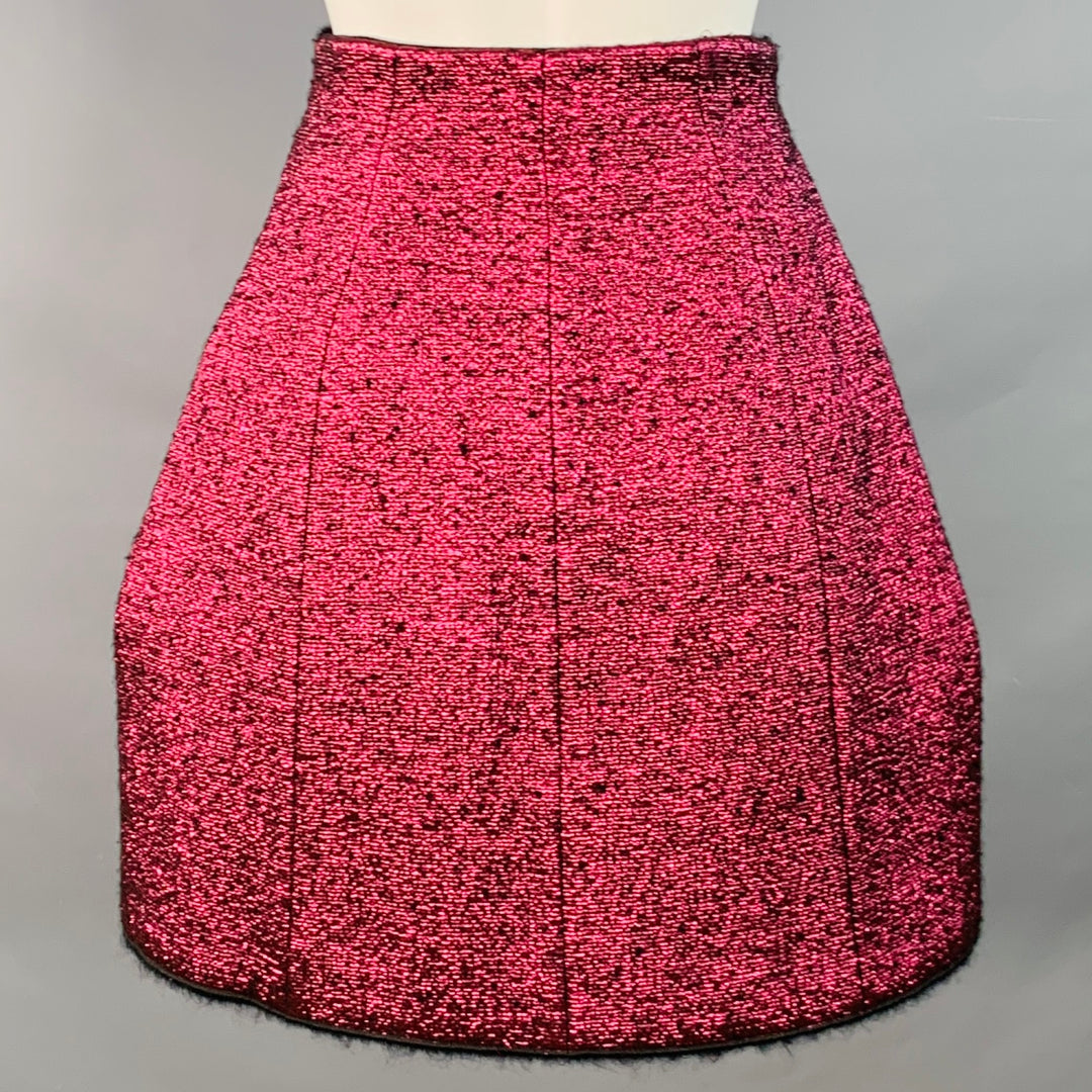 MARC JACOBS Size 0 Pink Black Polyester Woven A-Line Knee Length Skirt