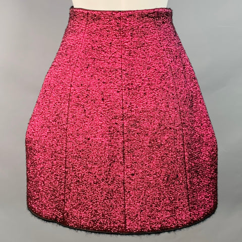 MARC JACOBS Size 0 Pink Black Polyester Woven A-Line Knee Length Skirt