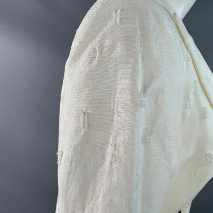 ESCADA Size S White Cotton Blend Textured Peak Lapel Jacket Blazer