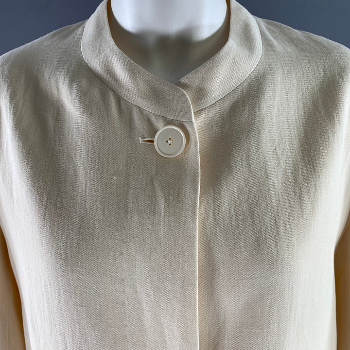 THE ROW Size L Cream Linen Blend Blazer