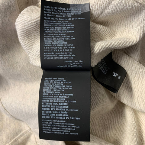 PRADA Size L Beige Logo Cotton Hooded Sweatshirt