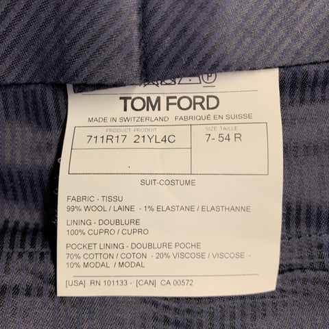 TOM FORD Size 38 Black Navy Checkered Wool Blend Flat Front Dress Pants