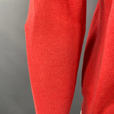 MASSIMO DUTTI Size L Red Cotton Silk Cashmere V-Neck Pullover