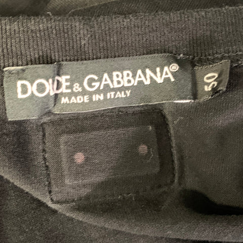 DOLCE & GABBANA Size L Black Patchwork Cotton Crew Neck T shirt
