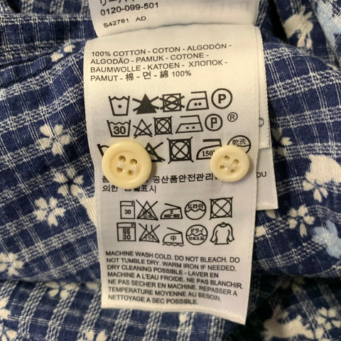 LEVI'S Size M Navy Blue Floral Rabbit Print Cotton Long Sleeve Shirt